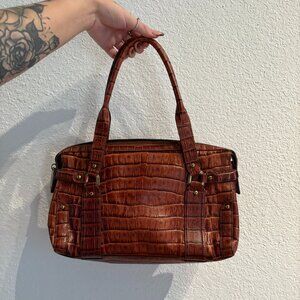 Vintage Cole Haan Croc Leather Handbag, Brown Cognac